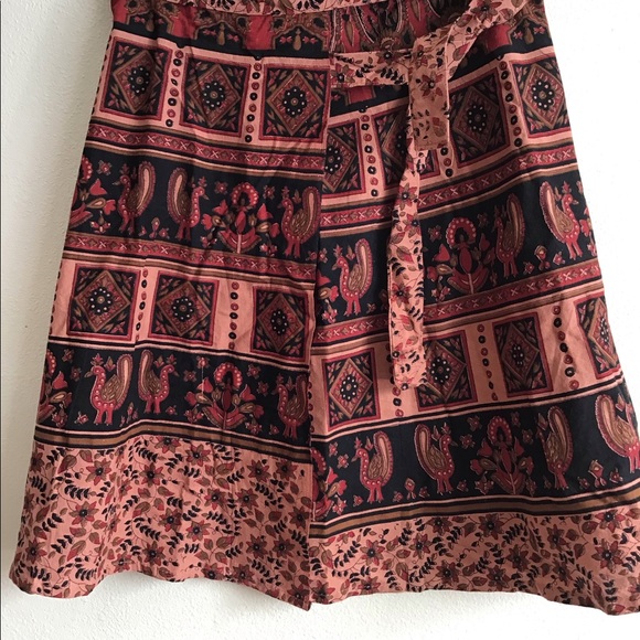 Wrap on skirt New Peachy red black India 100% cotton wrap skirt - Picture 5 of 5